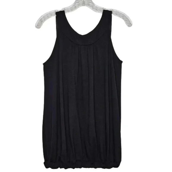 Bikercore Black Faux Leather Collar and Straps Elastic Hemline Blouse Tank Top M - Picture 2 of 6